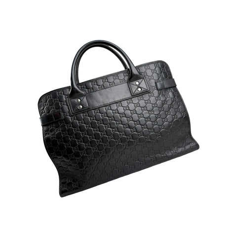 Gucci Black Guccissima Embossed Leather Briefcase Bag