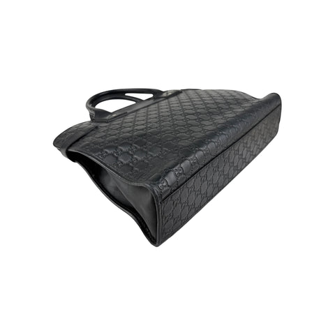 Gucci Black Guccissima Embossed Leather Briefcase Bag
