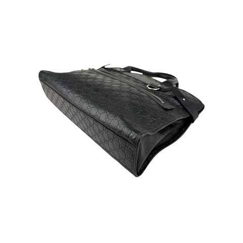 Gucci Black Guccissima Embossed Leather Briefcase Bag