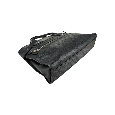Gucci Black Guccissima Embossed Leather Briefcase Bag