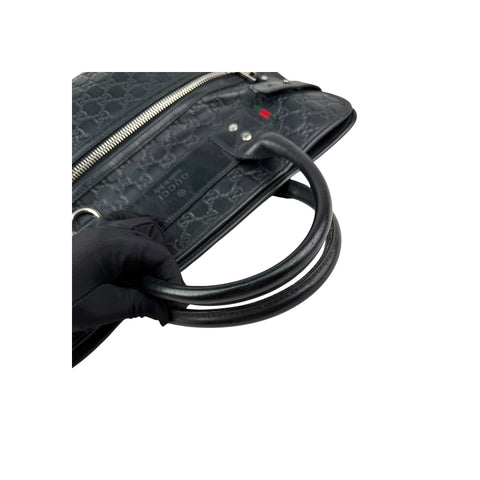 Gucci Black Guccissima Embossed Leather Briefcase Bag