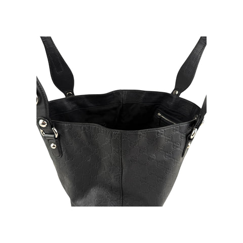 Gucci Black Guccissima Leather Icon Bit Tote Bag