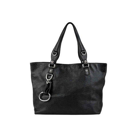 Gucci Black Guccissima Leather Icon Bit Tote Bag