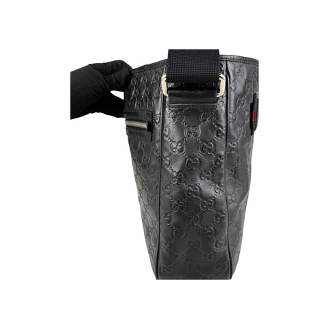 Gucci Black Guccissima Web Crossbody Bag
