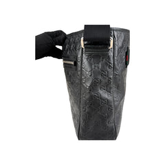 Gucci Black Guccissima Web Crossbody Bag
