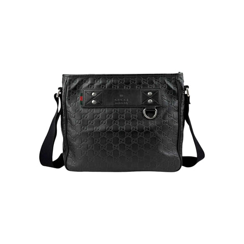 Gucci Black Guccissima Web Crossbody Bag