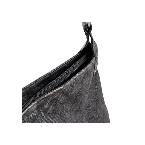 Gucci Black Horsebit Canvas/Leather Hobo Bag