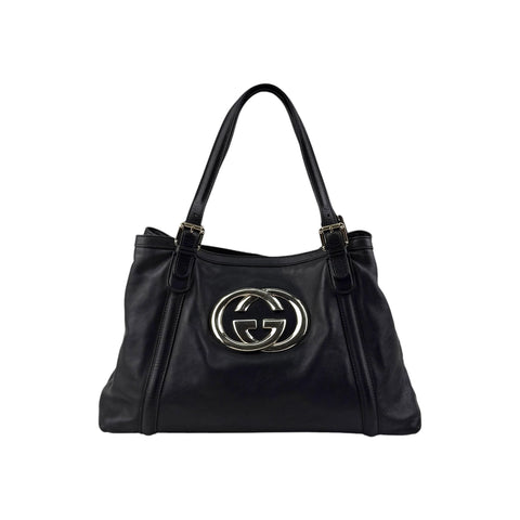 Gucci Black Leather Britt Hobo Messenger Bag