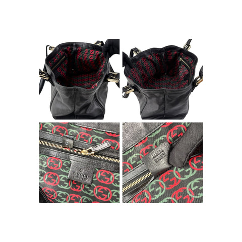 Gucci Black Leather Britt Hobo Messenger Bag