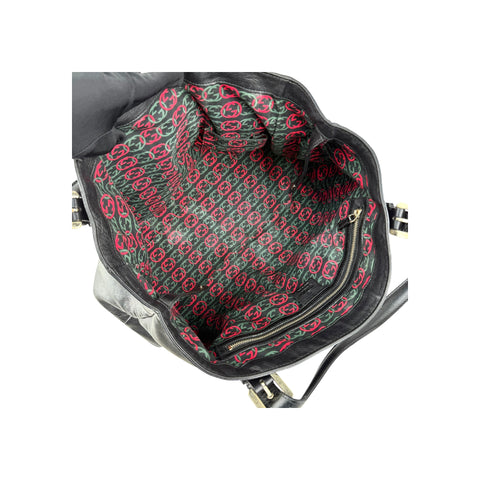 Gucci Black Leather Britt Hobo Messenger Bag