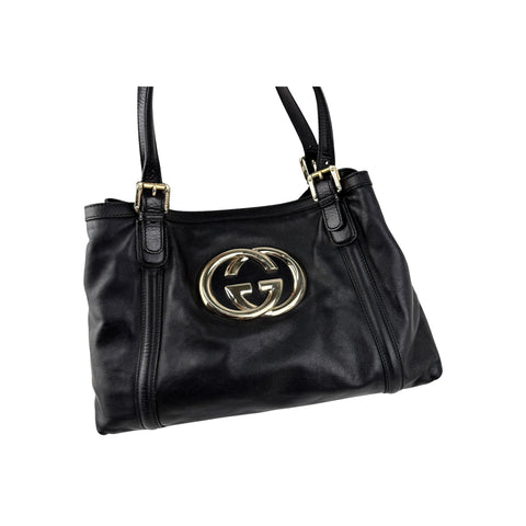 Gucci Black Leather Britt Hobo Messenger Bag