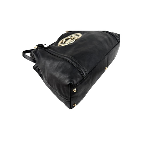 Gucci Black Leather Britt Hobo Messenger Bag