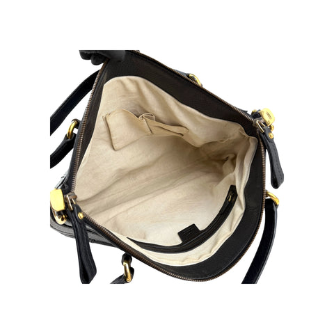 Gucci Black Pebbled Leather Medium Ride Top Handle Bag