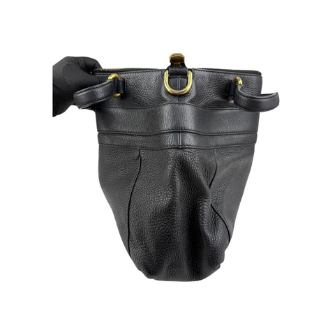 Gucci Black Pebbled Leather Medium Ride Top Handle Bag