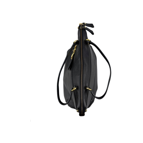 Gucci Black Pebbled Leather Medium Ride Top Handle Bag