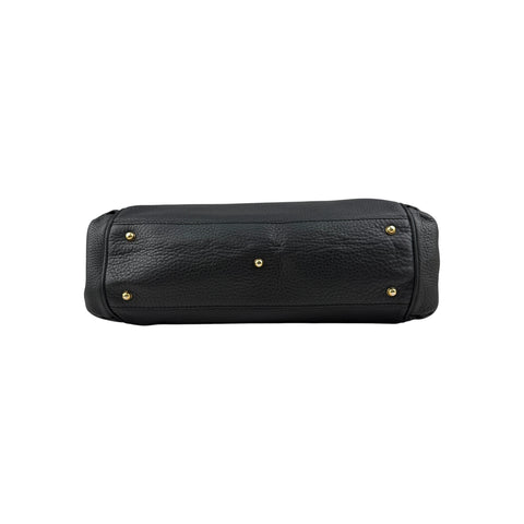 Gucci Black Pebbled Leather Medium Ride Top Handle Bag
