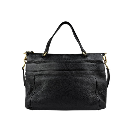 Gucci Black Pebbled Leather Medium Ride Top Handle Bag