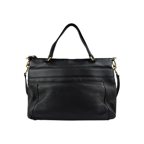 Gucci Black Pebbled Leather Medium Ride Top Handle Bag
