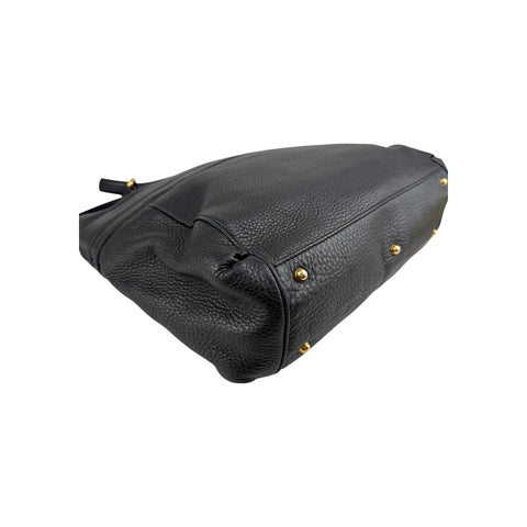 Gucci Black Pebbled Leather Medium Ride Top Handle Bag