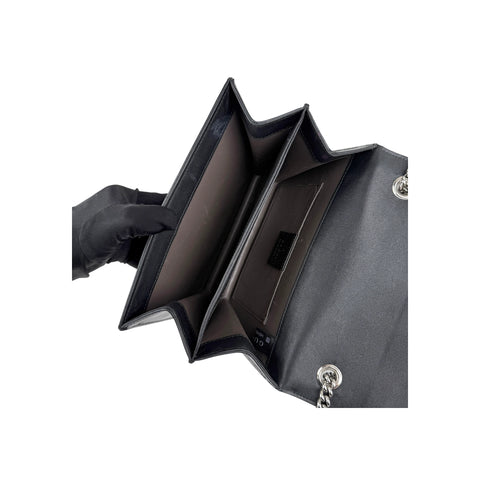 Gucci Black Polished Calfskin Leather Interlocking G Shoulder Bag