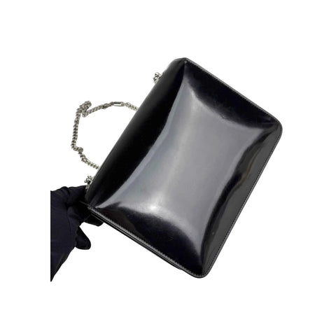Gucci Black Polished Calfskin Leather Interlocking G Shoulder Bag