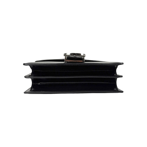 Gucci Black Polished Calfskin Leather Interlocking G Shoulder Bag
