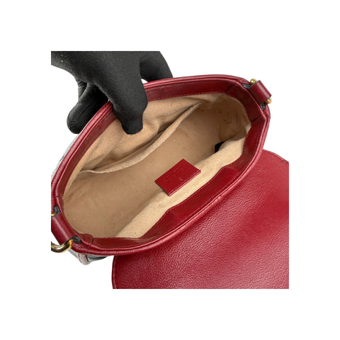 Gucci Black/Red Quilted Leather Marmont Mini Torchon Top Handle Crossbody Bag
