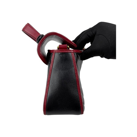 Gucci Black/Red Quilted Leather Marmont Mini Torchon Top Handle Crossbody Bag