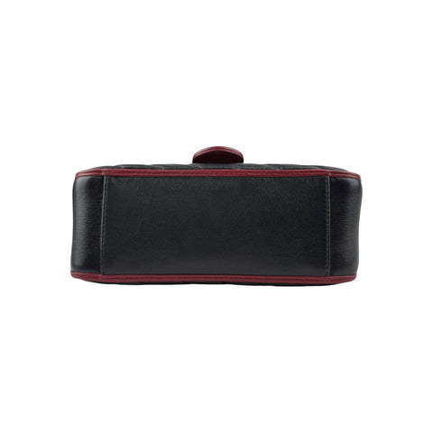 Gucci Black/Red Quilted Leather Marmont Mini Torchon Top Handle Crossbody Bag