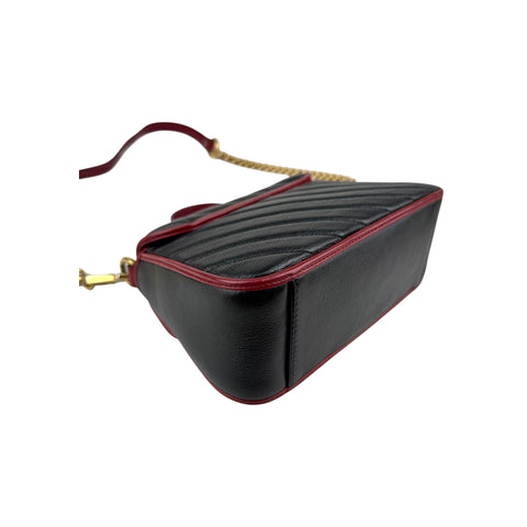 Gucci Black/Red Quilted Leather Marmont Mini Torchon Top Handle Crossbody Bag