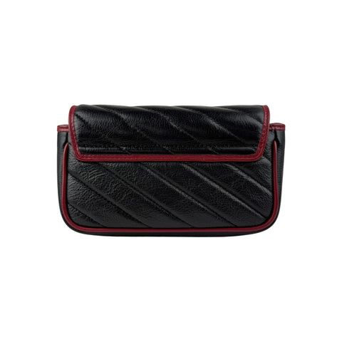 Gucci Black/Red Quilted Leather Marmont Torchon Mini Chain Wallet Crossbody bag