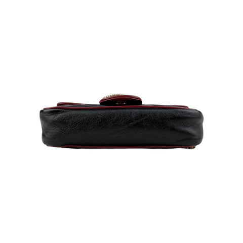 Gucci Black/Red Quilted Leather Marmont Torchon Mini Chain Wallet Crossbody bag