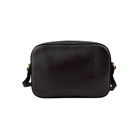 Gucci Black Smooth Leather Vintage Web Bee Shoulder Bag