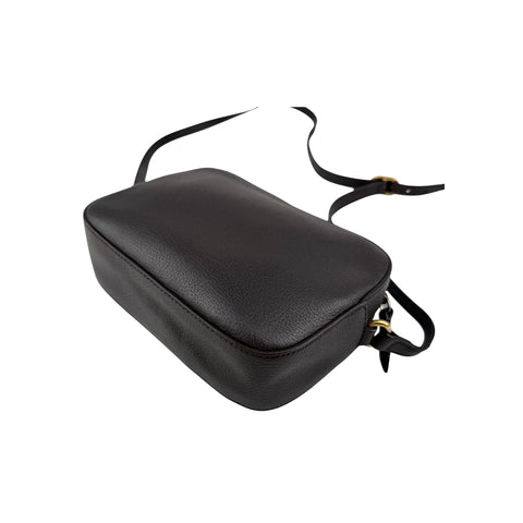 Gucci Black Smooth Leather Vintage Web Bee Shoulder Bag