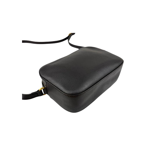 Gucci Black Smooth Leather Vintage Web Bee Shoulder Bag