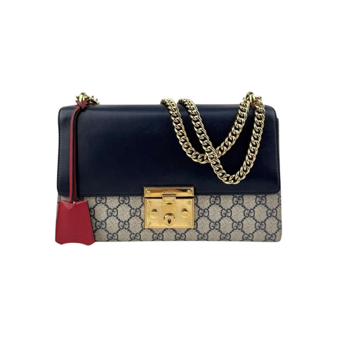 Gucci Blue GG Supreme Coated Canvas Padlock Medium Shoulder Bag