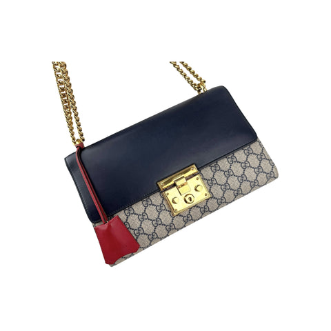Gucci Blue GG Supreme Coated Canvas Padlock Medium Shoulder Bag