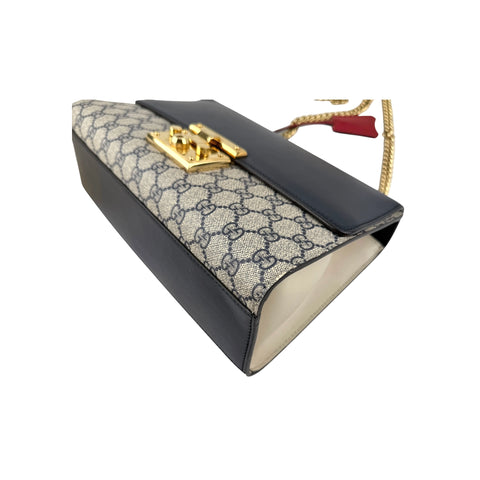 Gucci Blue GG Supreme Coated Canvas Padlock Medium Shoulder Bag