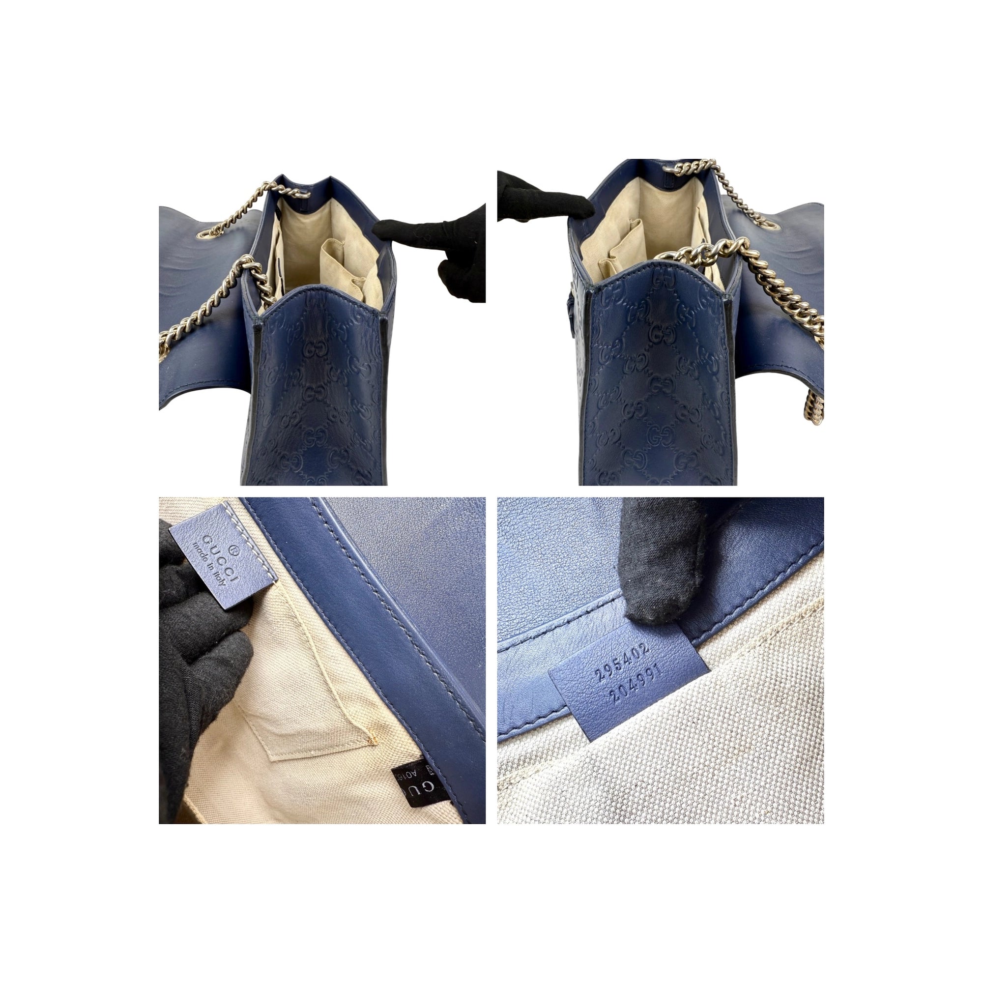 Gucci Blue Guccissima Leather Emily Chain Shoulder Bag
