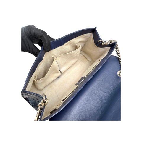 Gucci Blue Guccissima Leather Emily Chain Shoulder Bag
