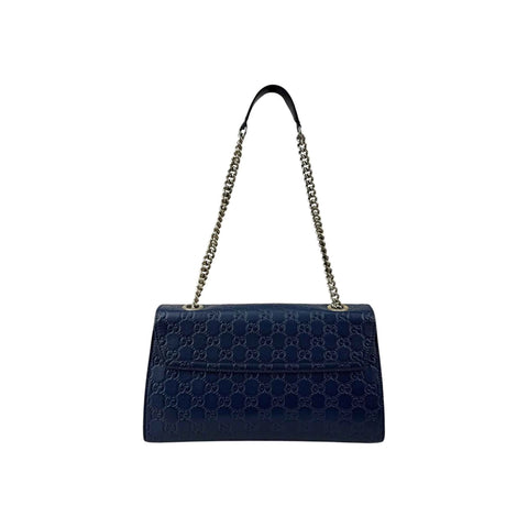 Gucci Blue Guccissima Leather Emily Chain Shoulder Bag