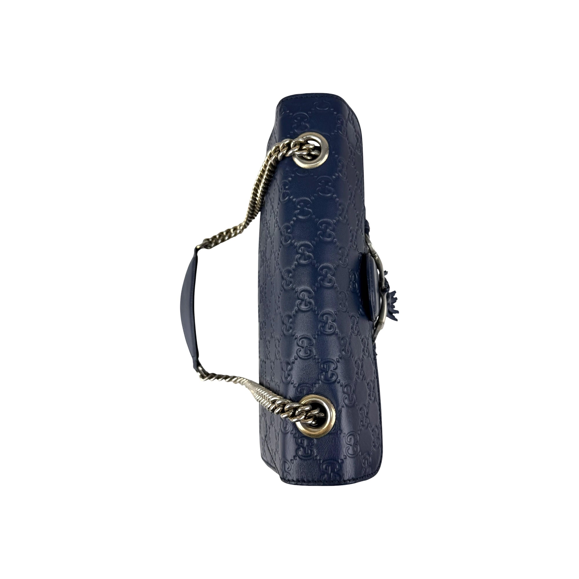 Gucci Blue Guccissima Leather Emily Chain Shoulder Bag
