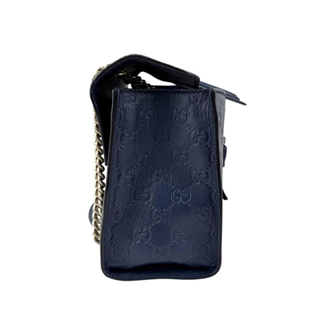 Gucci Blue Guccissima Leather Emily Chain Shoulder Bag