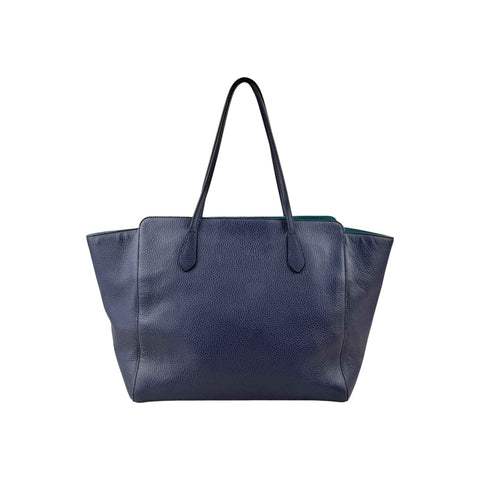 Gucci Blue/Teal Pebbled Leather Swing Tote Bag