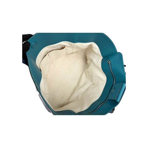 Gucci Blue/Teal Pebbled Leather Swing Tote Bag
