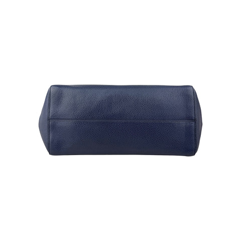 Gucci Blue/Teal Pebbled Leather Swing Tote Bag