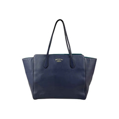 Gucci Blue/Teal Pebbled Leather Swing Tote Bag