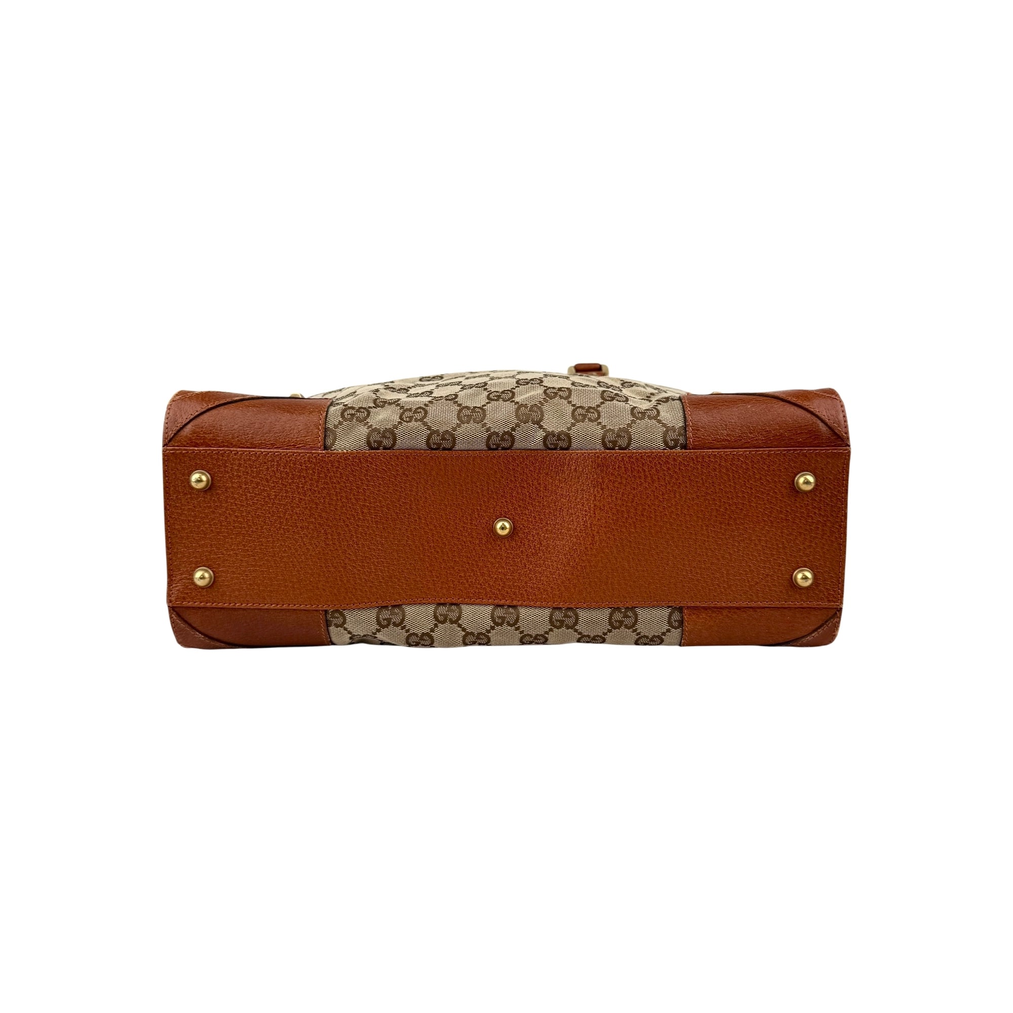 Gucci Brown/Beige GG Canvas Nailhead Tote Bag
