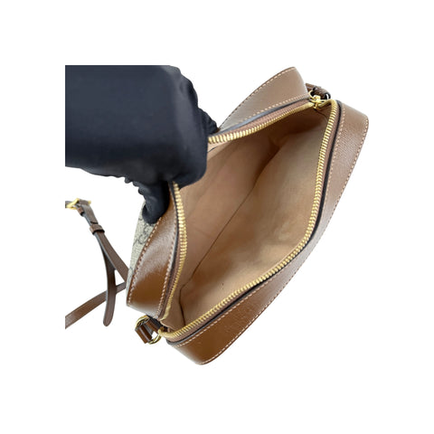 Gucci Brown/Beige GG Supreme Canvas and Leather Small Horsebit 1955 Shoulder Bag