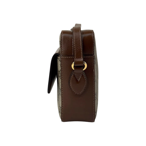 Gucci Brown/Beige GG Supreme Canvas and Leather Small Horsebit 1955 Shoulder Bag